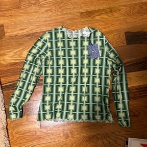 NWT Paloma Wool USB long-sleeved chimney neck t-shirt in op-art print